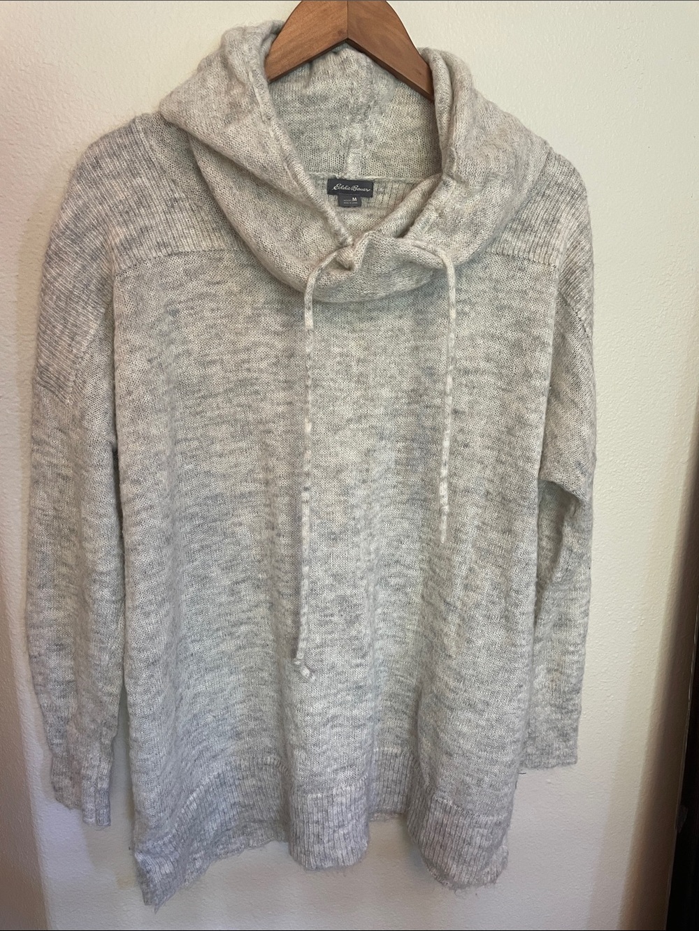 Eddie Bauer Heather Light Gray Cowl Neck Sweater